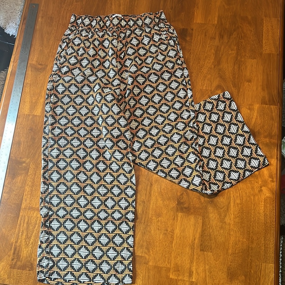 Nicole Miller New York Boho Geometric Linen Pants